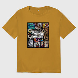 Футболка оверсайз мужская Bring Me the Horizon - music, цвет: горчичный