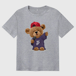 Футболка оверсайз мужская Плюшевый медвежонок рэпер, цвет: меланж