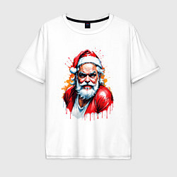 Мужская футболка оверсайз Плохой Санта в стиле акварели
