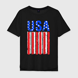 Футболка оверсайз мужская America flag, цвет: черный