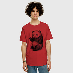 Футболка оверсайз мужская Детеныш панды, цвет: красный — фото 2