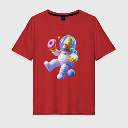 Футболка оверсайз мужская Гомер Симпсон в открытом космосе, цвет: красный