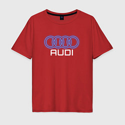 Футболка оверсайз мужская Audi neon art, цвет: красный
