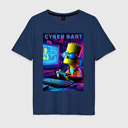 Футболка оверсайз мужская Cyber Bart is an avid gamer, цвет: тёмно-синий