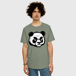 Футболка оверсайз мужская Недовольная морда панды, цвет: авокадо — фото 2