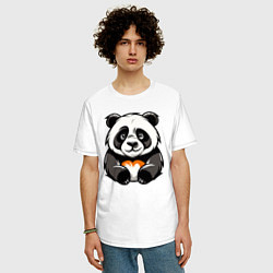 Футболка оверсайз мужская Милая панда лежит, цвет: белый — фото 2