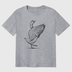 Футболка оверсайз мужская Гусь встрепенусь, цвет: меланж