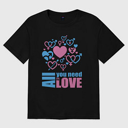 Футболка оверсайз мужская All you net is love, цвет: черный