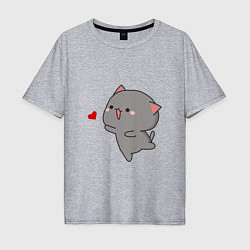 Мужская футболка оверсайз Влюблённый котик парная