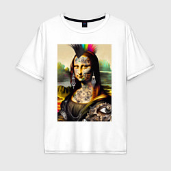 Мужская футболка оверсайз Punk Mona Lisa is covered in tattoos
