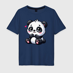 Футболка оверсайз мужская Забавная маленькая панда, цвет: тёмно-синий