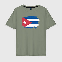 Футболка оверсайз мужская Флаг Кубы, цвет: авокадо