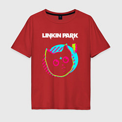Футболка оверсайз мужская Linkin Park rock star cat, цвет: красный