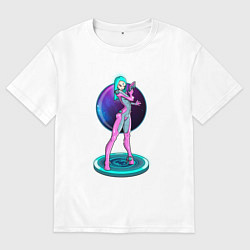 Мужская футболка оверсайз Cyber girl pink