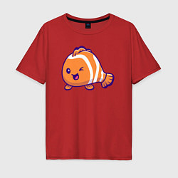 Футболка оверсайз мужская Рыбка клоун, цвет: красный