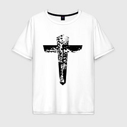 Футболка оверсайз мужская Крест фактурный, цвет: белый