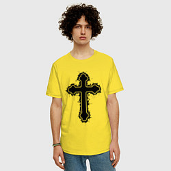 Футболка оверсайз мужская Крест православный христианский, цвет: желтый — фото 2