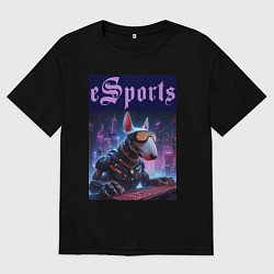 Мужская футболка оверсайз Cyber bull terrier - esports