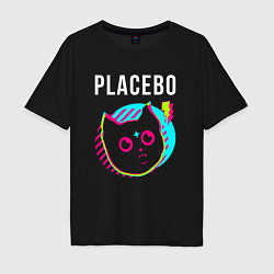 Футболка оверсайз мужская Placebo rock star cat, цвет: черный