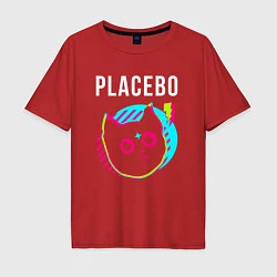 Футболка оверсайз мужская Placebo rock star cat, цвет: красный