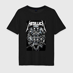 Футболка оверсайз мужская Metallica - skulls, цвет: черный