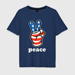 Футболка оверсайз мужская USA peace, цвет: тёмно-синий