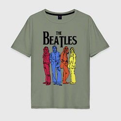 Футболка оверсайз мужская The Beatles all, цвет: авокадо