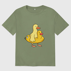 Футболка оверсайз мужская Две утки, цвет: авокадо