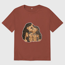 Мужская футболка оверсайз Семейство ёжиков