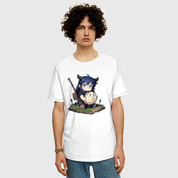 Футболка оверсайз мужская Бруня и мячик, цвет: белый — фото 2