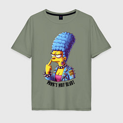 Футболка оверсайз мужская Marge Simpson - punks not dead motto, цвет: авокадо