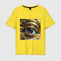 Мужская футболка оверсайз Глаз металлический желтого цвета в стиле стимпанк