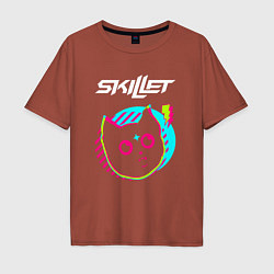 Мужская футболка оверсайз Skillet rock star cat