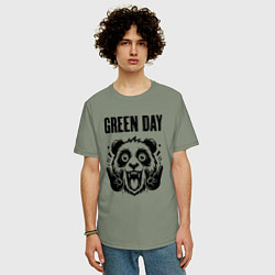 Футболка оверсайз мужская Green Day - rock panda, цвет: авокадо — фото 2