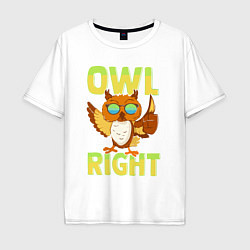Мужская футболка оверсайз Owl right - каламбур отлично