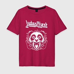 Футболка оверсайз мужская Judas Priest rock panda, цвет: маджента