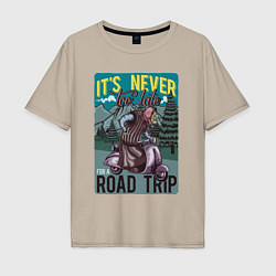 Мужская футболка оверсайз Бабушка на скутере - road trip