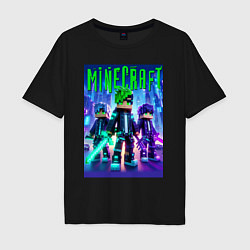 Мужская футболка оверсайз Cyberpunk and Minecraft - collaboration