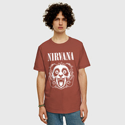 Футболка оверсайз мужская Nirvana rock panda, цвет: кирпичный — фото 2