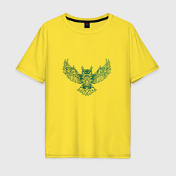 Футболка оверсайз мужская Векторная сова, цвет: желтый