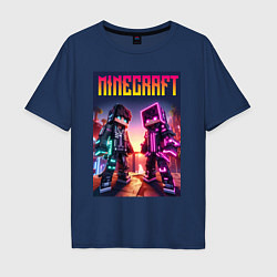 Мужская футболка оверсайз Minecraft - neon fantasy ai art