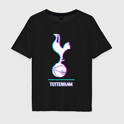 Футболка оверсайз мужская Tottenham FC в стиле glitch, цвет: черный