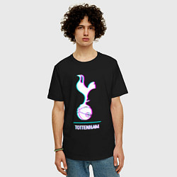 Футболка оверсайз мужская Tottenham FC в стиле glitch, цвет: черный — фото 2