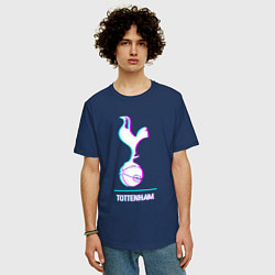 Футболка оверсайз мужская Tottenham FC в стиле glitch, цвет: тёмно-синий — фото 2