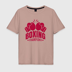 Футболка оверсайз мужская Чемпионы по боксу, цвет: пыльно-розовый