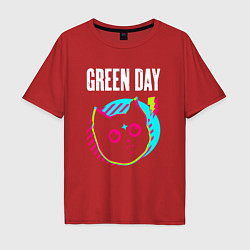 Футболка оверсайз мужская Green Day rock star cat, цвет: красный