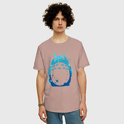 Футболка оверсайз мужская Blue Totoro, цвет: пыльно-розовый — фото 2