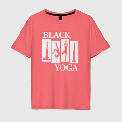 Футболка оверсайз мужская Black yoga, цвет: коралловый