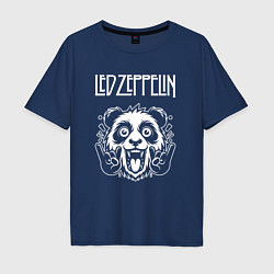 Футболка оверсайз мужская Led Zeppelin rock panda, цвет: тёмно-синий