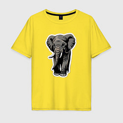 Футболка оверсайз мужская Большой африканский слон, цвет: желтый